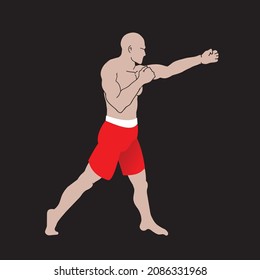 abstract silhouette boxer, vector illustration 