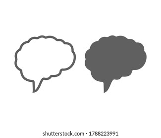 Abstract silhouette brain for logo and icon template. Isolated sign smart brain. Gray graphic symbol of the mind. Pictogramm design concept clever sense. Identity for business. Vector illustration.