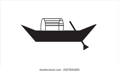 Abstract Silhouette Chinese traditional boat. Illustration symbol icon on white background.