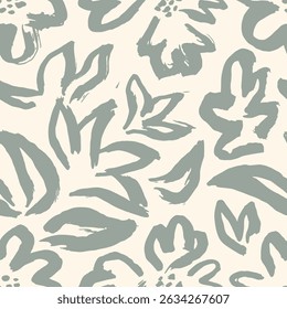 Abstract silhouette contemporary floral shape seamless pattern. 