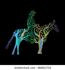 abstract silhouette of cowboy