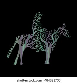 abstract silhouette of cowboy