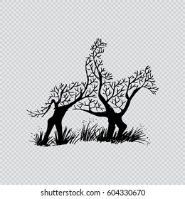 Abstract silhouette of cowboy