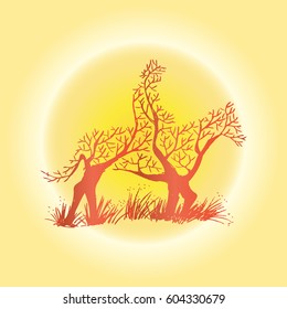Abstract silhouette of cowboy