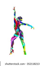 abstract silhouette of dancer on white background