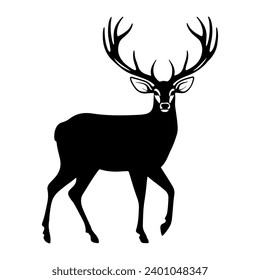 Abstract silhouette of deer. Deer silhouette isolated on white background. Christmas or New year decor. Vector illustraiton.