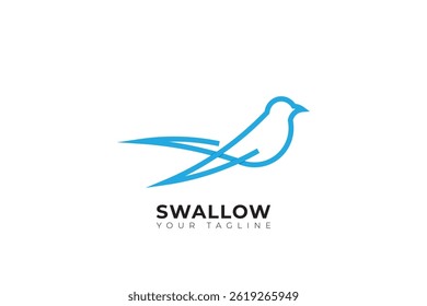 Abstract silhouette design of swallow bird logo, vector illustration of swallow bird with minimalist design