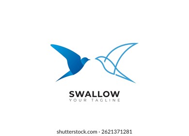 Abstract silhouette design of swallow bird logo, vector illustration of swallow bird with minimalist design