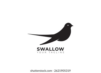 Abstract silhouette design of swallow bird logo, vector illustration of swallow bird with minimalist design