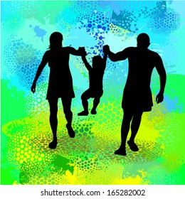 Abstract silhouette of family hands. Vector
