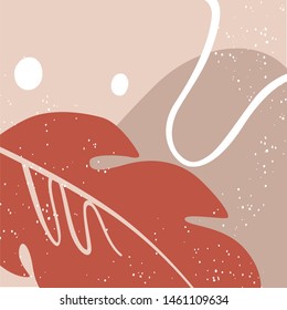 Abstract silhouette, floral elements one line drawing. Vector cards in minimalistic style. Continuous line. Modern Design concept.
