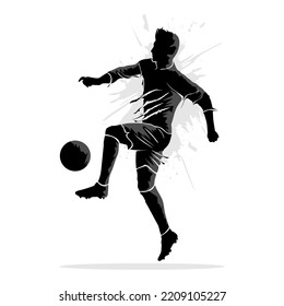 Abstract silhouette of a football player kicking a ball vector illustration design