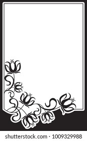 Abstract silhouette frame with flowers. Vector clip art