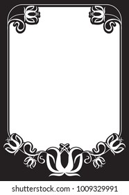 Abstract silhouette frame with flowers. Vector clip art