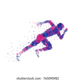 Abstract silhouette geometric runner. Vector illustration.