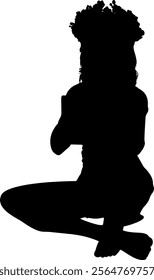 Abstract silhouette of a girl holding a gift box, symbolizing joy, generosity, and anticipation. Ideal for celebration, the image captures the spirit of giving and the excitement of receiving.