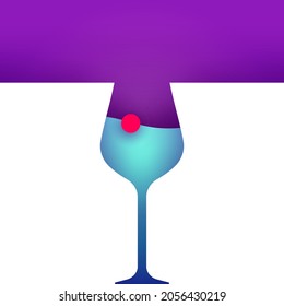 Abstract silhouette of glass with cocktail or juice in trendy minimalistic geometric flat style. Creative colorful composition. Concept for branding menu, cover, flyer, banner. Vector illustration.