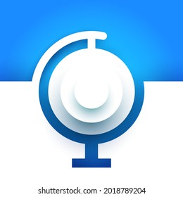 Abstract silhouette of globe in modern minimalistic style. Creative design background. Cartoon concept for original branding. Paper art vector illustration.