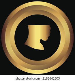 Silueta abstracta en oro en marco vectorial