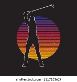 Abstract silhouette of a golf player