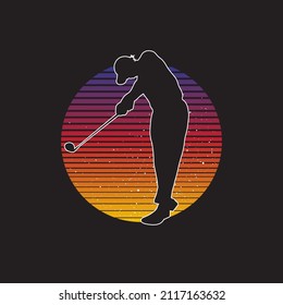 Abstract silhouette of a golf player