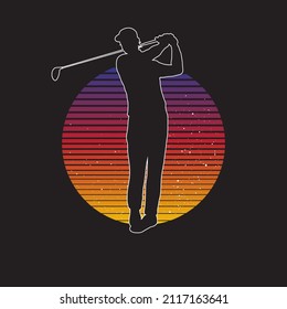 Abstract silhouette of a golf player