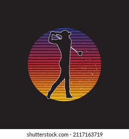 Abstract silhouette of a golf player