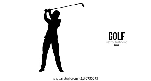 Abstract silhouette of a golf player on white background. Golfer man hits the ball. Vector illustration