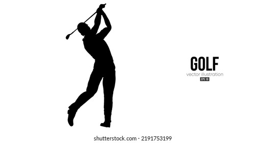 Abstract silhouette of a golf player on white background. Golfer man hits the ball. Vector illustration