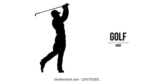 Abstract silhouette of a golf player on white background. Golfer man hits the ball. Vector illustration