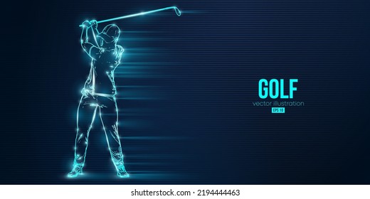 Abstract silhouette of a golf player on blue background. Golfer man hits the ball. Vector illustration