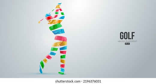 Abstract silhouette of a golf player on white background. Golfer woman hits the ball. Vector illustration