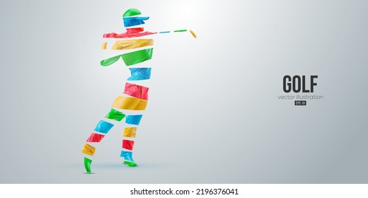 Abstract silhouette of a golf player on white background. Golfer woman hits the ball. Vector illustration