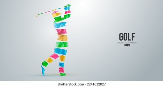 Abstract silhouette of a golf player on white background. Golfer man hits the ball. Vector illustration