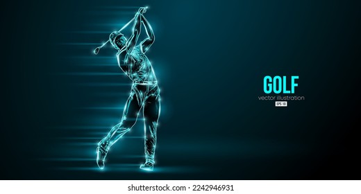 Abstract silhouette of a golf player on blue background. Golfer man hits the ball. Vector illustration