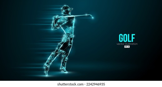 Abstract silhouette of a golf player on blue background. Golfer man hits the ball. Vector illustration