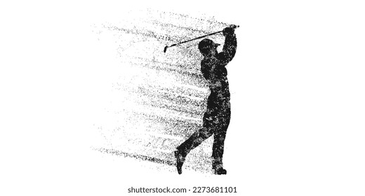 Abstract silhouette of a golf player on white background. Golfer man hits the ball. Vector illustration