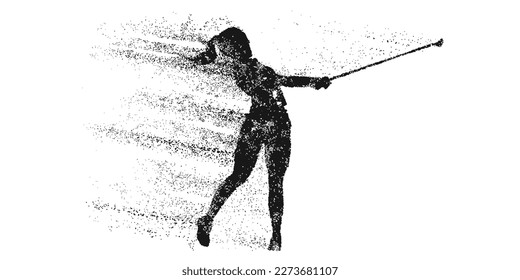 Abstract silhouette of a golf player on white background. Golfer woman hits the ball. Vector illustration