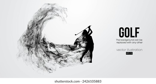 Abstract silhouette of a golf player on white background. Golfer man hits the ball. Vector illustration