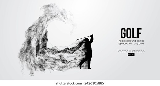 Abstract silhouette of a golf player on white background. Golfer man hits the ball. Vector illustration