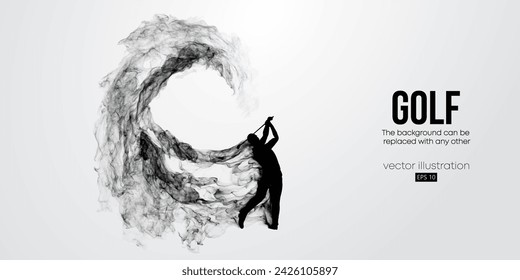 Abstract silhouette of a golf player on white background. Golfer man hits the ball. Vector illustration