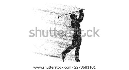 Abstract silhouette of a golf player on white background. Golfer man hits the ball. Vector illustration
