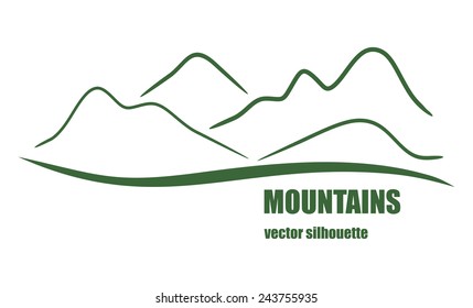 Abstract silhouette of green mountains. Vector illustration for design logo, emblems and banners.