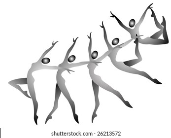 Abstract silhouette of gymnasts