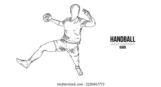 Abstrakte Silhouette eines Handballspielers auf weißem Hintergrund. Handballspieler Mann wirft den Ball. Vektorgrafik