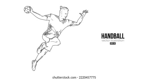 Abstrakte Silhouette eines Handballspielers auf weißem Hintergrund. Handballspieler Mann wirft den Ball. Vektorgrafik