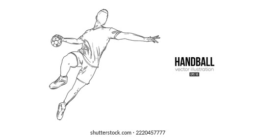 Abstrakte Silhouette eines Handballspielers auf weißem Hintergrund. Handballspieler Mann wirft den Ball. Vektorgrafik