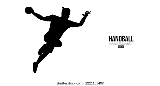 Abstract silhouette of a handball player on white background. Handball player man are throws the ball. Vector illustration