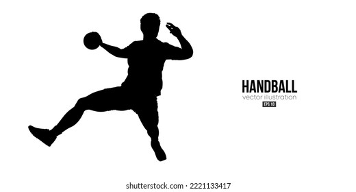 Abstract silhouette of a handball player on white background. Handball player man are throws the ball. Vector illustration