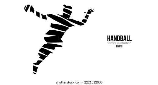 Abstract silhouette of a handball player on white background. Handball player man are throws the ball. Vector illustration